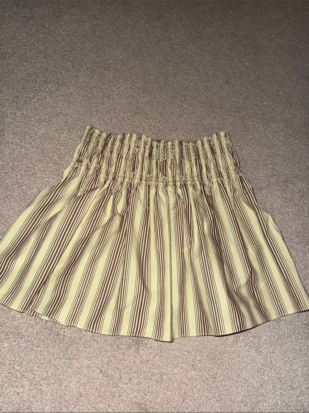 ZARA Striped Smocked Waist Mini Skirt